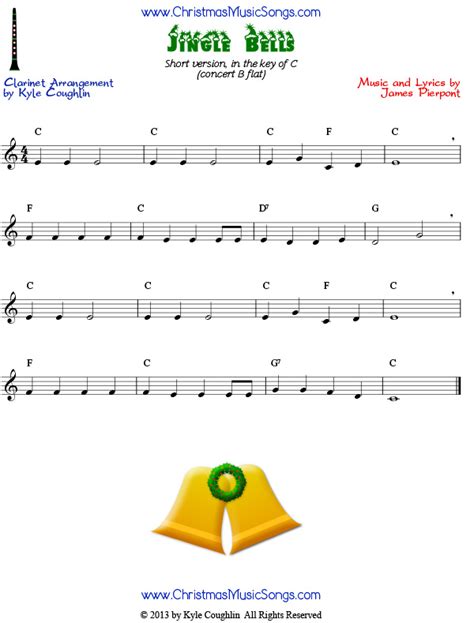 Sheet music arranged for PianoVocalChords in C Major. . Clarinet jingle bells notes